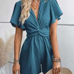 outzidr global Women Wrap V-Neck Playsuit-picture-1
