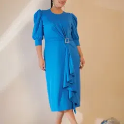 Women Ruffled Sheath Dress-image-17