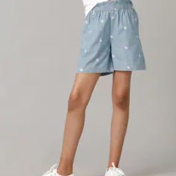 Girls Embroidered Slim Fit Shorts-picture-32
