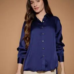 Women Regular Fit Shirt with Spread Collar-image-3
