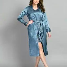 Lace Nighty & Tie-Front Robe Set-image-2