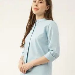 Women Slim Fit Shirt with Mandarin-Collar-image-31