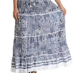 Women Printed Flared Maxi Skirt-21