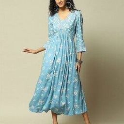 rangriti Women Floral Print V-Neck Fit & Flare Dress-picture-8