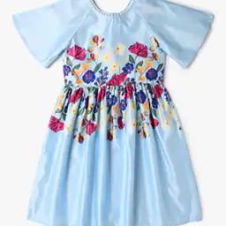 Girls Floral Print Fit & Flare Dress-image-105