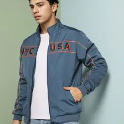 Typographic Print Zip-Front Biker Jacket-19