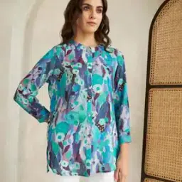 Women Printed Regular Fit Top with Bracelet Sleeves-image-22