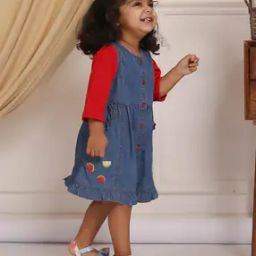 Women Fit & Flare Dress with Button Accent-image-95