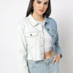 Colourblock Denim Jacket with Flap Pockets-9