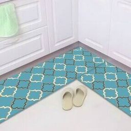 Set of 2 Geometric Print Felt Bathroom Mats-4