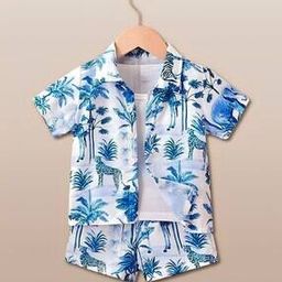 Boys Tropical Print Shirt & Shorts Set-image-120