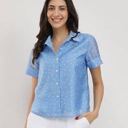 Women Polka-dot Cropped Shirt-image-56