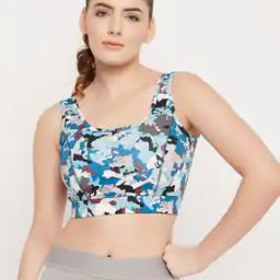 Camouflage Print Sports Bra-image-3
