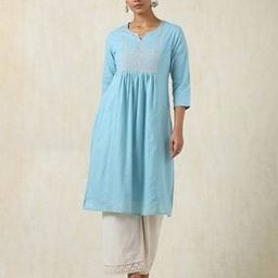 Women Cotton Dobby Solid Kurta With Sequins-image-4