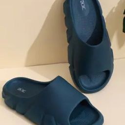 Men Open-Toe Slides with Logo Print-28