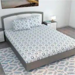 144 TC Floral Print King Size Bedsheet with 2 Pillow Covers-17