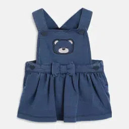 Girls Printed Dungaree with Bow Accent-16