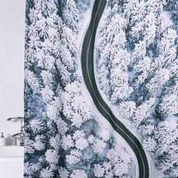 Graphic Print Water-Repellent Shower Curtain-image-4
