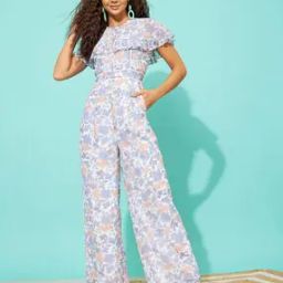 Women Floral Print Jumpsuit with Insert Pockets-30