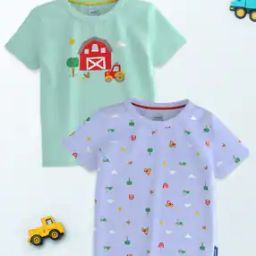 Pack of 2 Boys Graphic Print Regular Fit Round-Neck T-Shirts-16