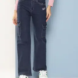 Girls Straight Jeans with 5-Pocket Styling-image-58