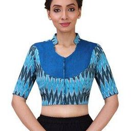 Women Ikat Print Front Open Blouse-20