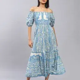 Floral Print Off-Shoulder Long Dress-image-2