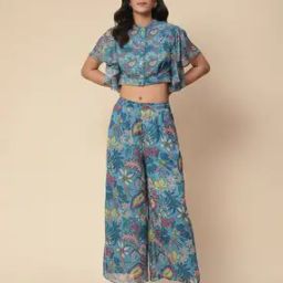 Floral Print Top with Palazzo Co-Ord Set-image-10