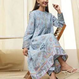 Women Floral Print Flared Kurta Set-image-55