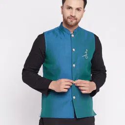 even Embroidered Nehru Jacket with Patch Pockets image 1