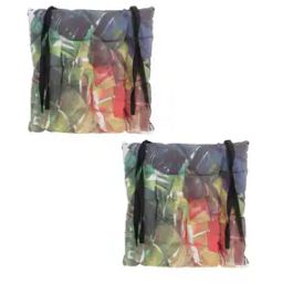 Set of 2 Printed Square Shaped Chair Pad Cushions-7
