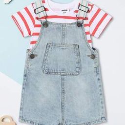 Boys Washed Dungaree with T-shirt-image-6