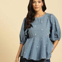 Women Polka-Dot Print Relaxed Fit Blouson Top-image-55