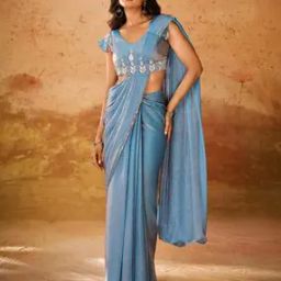 Women Pre-Stitched Saree with Embroidered Belt-picture-49