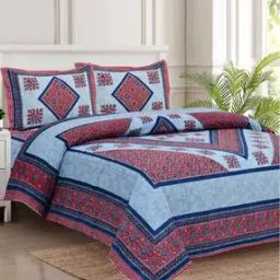 280 TC Printed Cotton Double Bedsheet with Pillow Covers-21