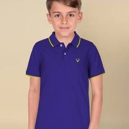 Boys Logo Print Polo T-Shirt with Collar Neck-27