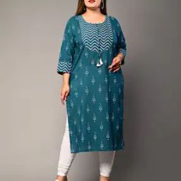 Women Printed Straight Kurta with 3/4th Sleeves-image-52