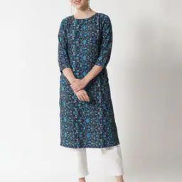 Women Floral Print Straight Kurti-29