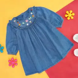 Embroidered Round-Neck Fit & Flare Dress-picture-14