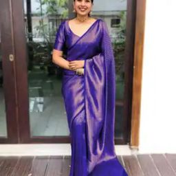 Geometric Pattern Woven Banarasi Silk Saree-image-31