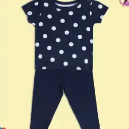 Girls Polka-Dot Print Cotton Top & Pants Set-picture-33