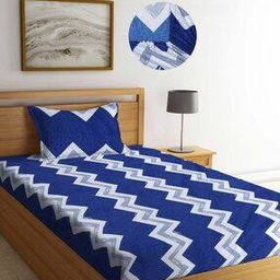 Graphic Print Single Size Fitted Bedsheet with Pillow Cover-0