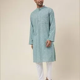 Geometric Print Long Kurta with Patch Pocket-27
