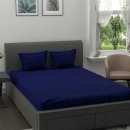 Striped Double Bedsheet with 2 Pillow Covers-30