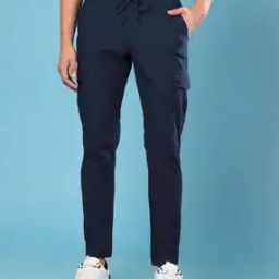 Men Fitted Track Pants with Elasticated Drawstring Waist-picture-3