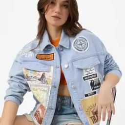 Women Graphic Print Oversized Fit Blousons Cotton Jacket-picture-33