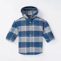 ed-a-mamma Checked Hooded Shirt with Patch Pocket-picture-10