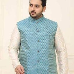 Men Regular Fit Nehru Jacket with Slit Pockets-image-101