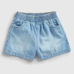 Girls Mid-Wash Regular Fit Denim Shorts-image-29