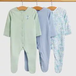 Girls Pack of 3 Floral Print Cotton Sleepsuits-image-72
